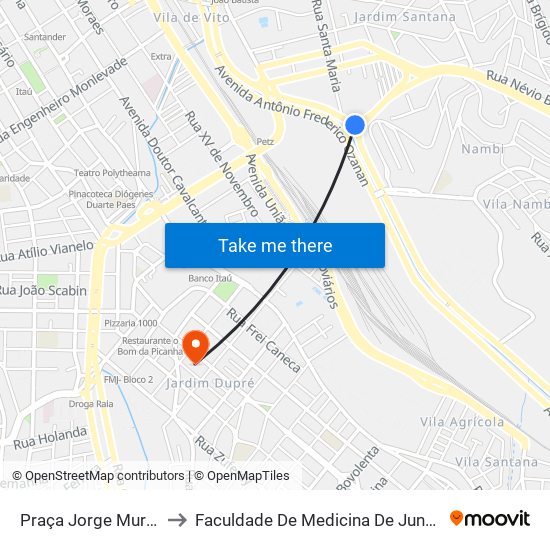 Praça Jorge Murari to Faculdade De Medicina De Jundiaí map