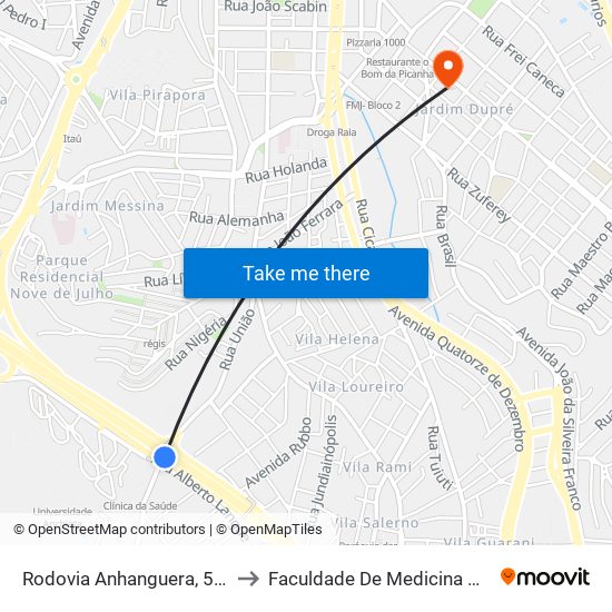 Rodovia Anhanguera, 55500 Sul to Faculdade De Medicina De Jundiaí map