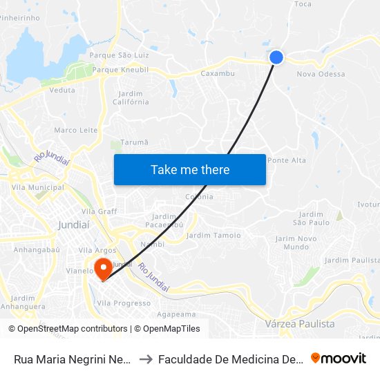 Rua Maria Negrini Negro, 45 to Faculdade De Medicina De Jundiaí map