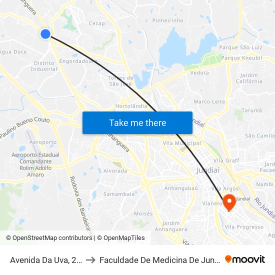 Avenida Da Uva, 250 to Faculdade De Medicina De Jundiaí map