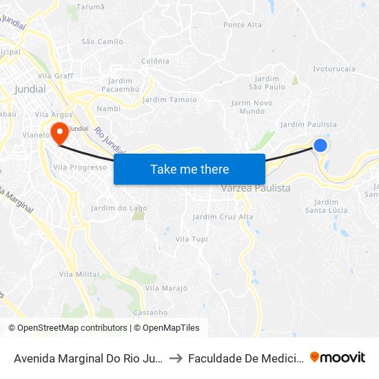 Avenida Marginal Do Rio Jundiaí, 2667-2717 to Faculdade De Medicina De Jundiaí map