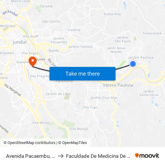 Avenida Pacaembu, 1644 to Faculdade De Medicina De Jundiaí map