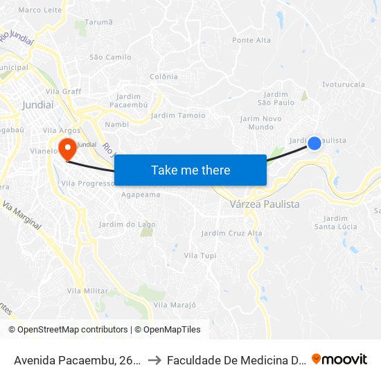 Avenida Pacaembu, 2627-2669 to Faculdade De Medicina De Jundiaí map