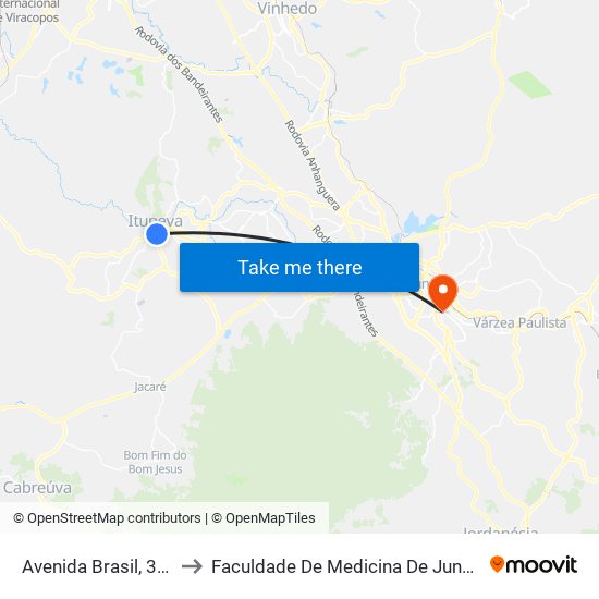 Avenida Brasil, 380 to Faculdade De Medicina De Jundiaí map