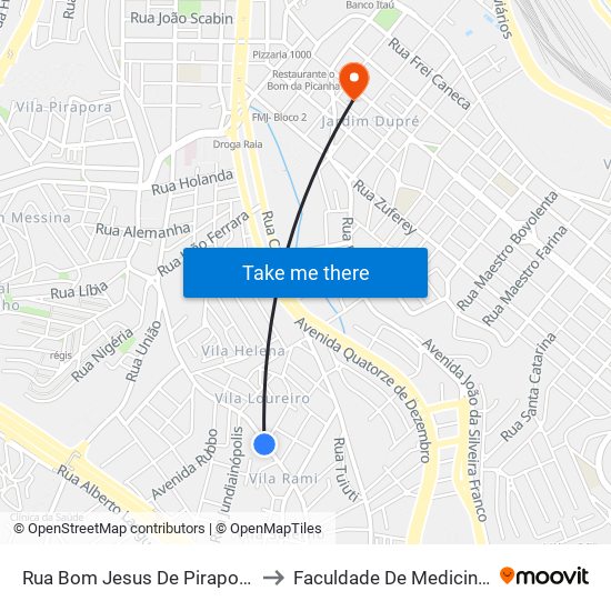 Rua Bom Jesus De Pirapora, 2454-2504 to Faculdade De Medicina De Jundiaí map