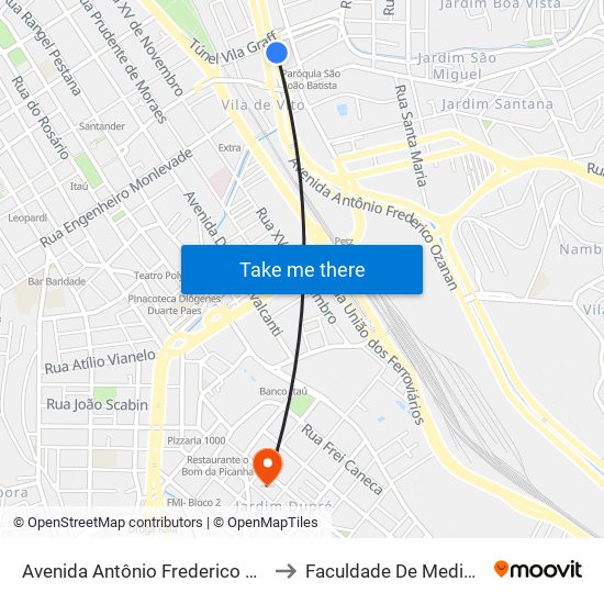 Avenida Antônio Frederico Ozanan, 4925-4973 to Faculdade De Medicina De Jundiaí map