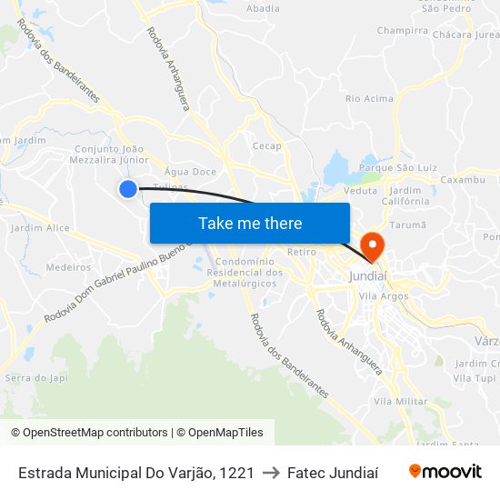Estrada Municipal Do Varjão, 1221 to Fatec Jundiaí map