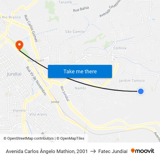 Avenida Carlos Ângelo Mathion, 2001 to Fatec Jundiaí map