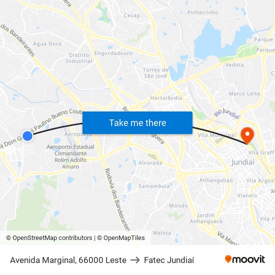 Avenida Marginal, 66000 Leste to Fatec Jundiaí map