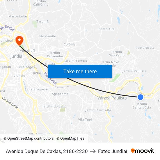 Avenida Duque De Caxias, 2186-2230 to Fatec Jundiaí map