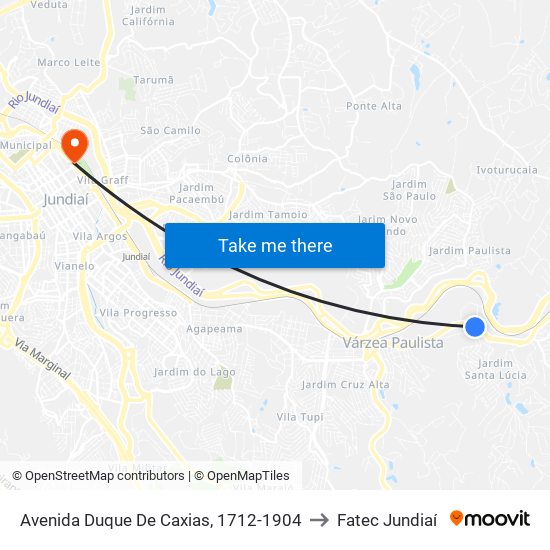 Avenida Duque De Caxias, 1712-1904 to Fatec Jundiaí map