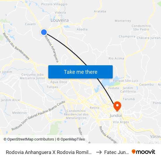 Rodovia Anhanguera X Rodovia Romildo Prado to Fatec Jundiaí map