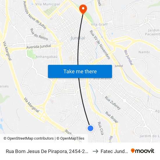Rua Bom Jesus De Pirapora, 2454-2504 to Fatec Jundiaí map