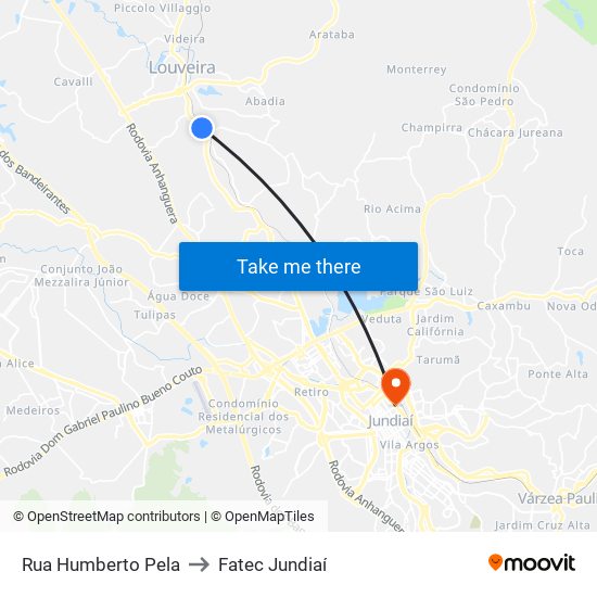 Rua Humberto Pela to Fatec Jundiaí map