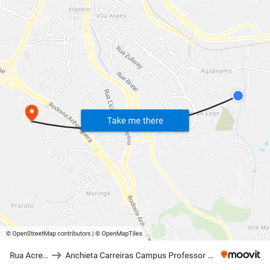 Rua Acre, 481 to Anchieta Carreiras Campus Professor Pedro C. Fornari map