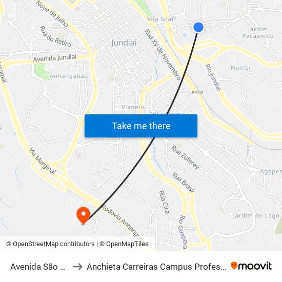 Avenida São João, 719 to Anchieta Carreiras Campus Professor Pedro C. Fornari map