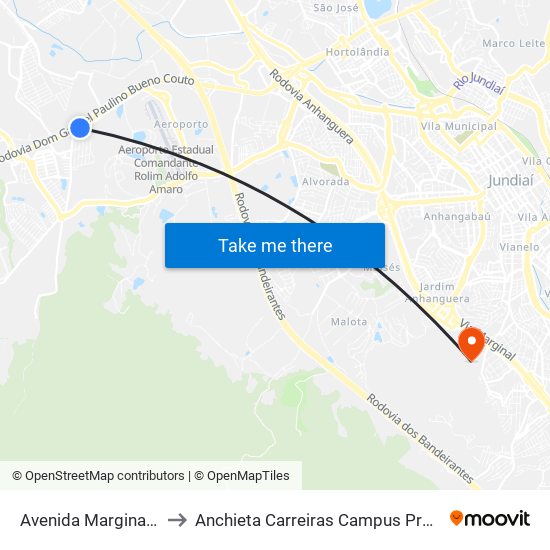 Avenida Marginal, 66000 Leste to Anchieta Carreiras Campus Professor Pedro C. Fornari map