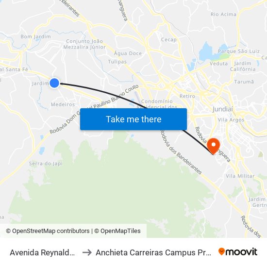 Avenida Reynaldo Porcari, 3303 to Anchieta Carreiras Campus Professor Pedro C. Fornari map