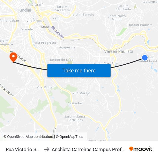 Rua Victorio Spinucci, 338 to Anchieta Carreiras Campus Professor Pedro C. Fornari map