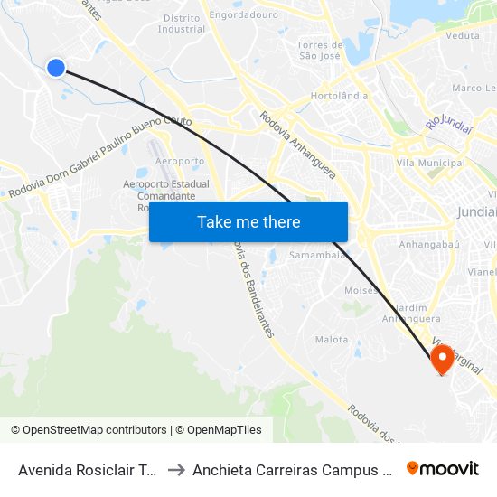 Avenida Rosiclair Torres Batista, S/Nº to Anchieta Carreiras Campus Professor Pedro C. Fornari map