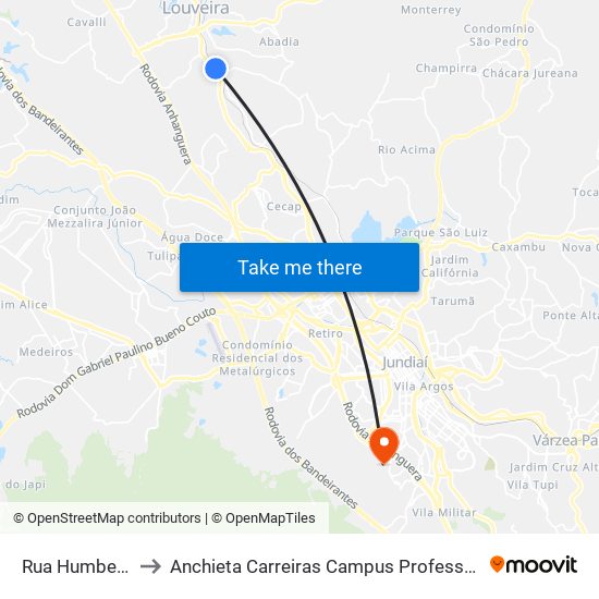 Rua Humberto Pela to Anchieta Carreiras Campus Professor Pedro C. Fornari map