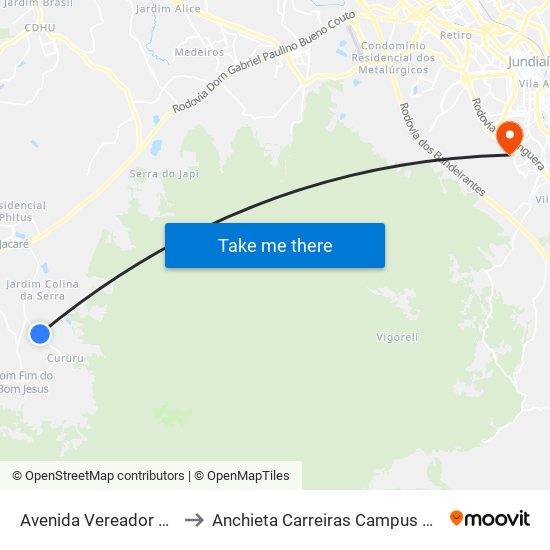 Avenida Vereador José Donato, 2180 to Anchieta Carreiras Campus Professor Pedro C. Fornari map