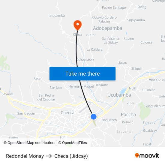 Redondel Monay to Checa (Jidcay) map