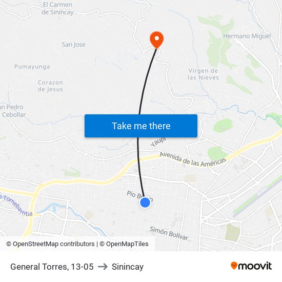 General Torres, 13-05 to Sinincay map