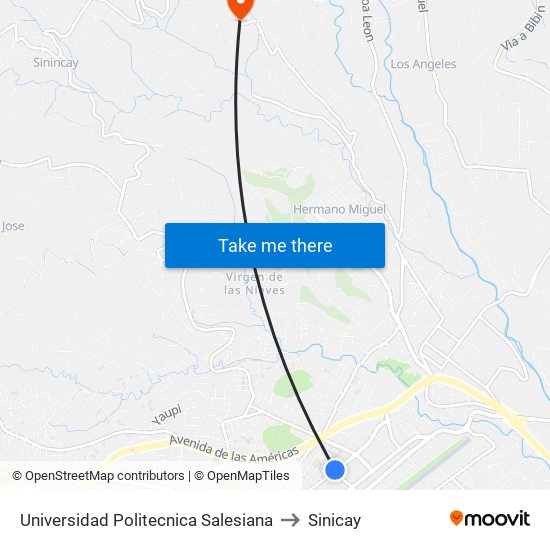 Universidad Politecnica Salesiana to Sinicay map