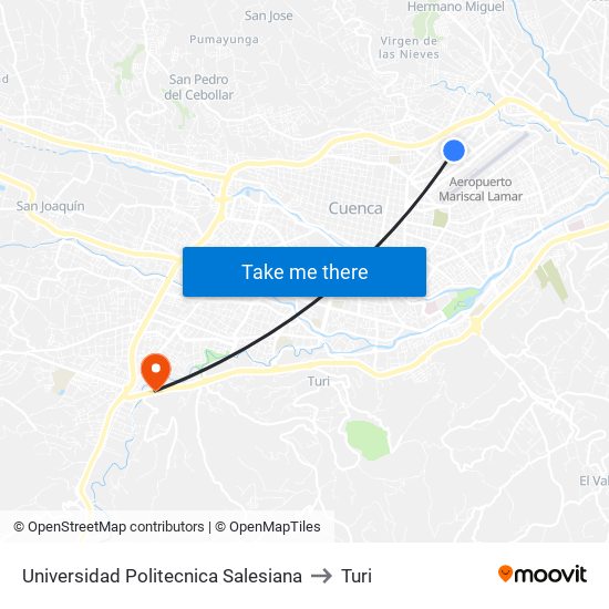 Universidad Politecnica Salesiana to Turi map