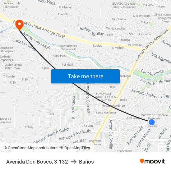 Avenida Don Bosco, 3-132 to Baños map