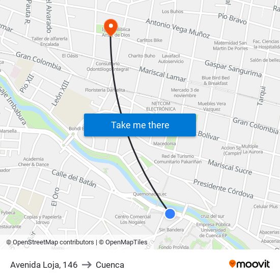 Avenida Loja, 146 to Cuenca map