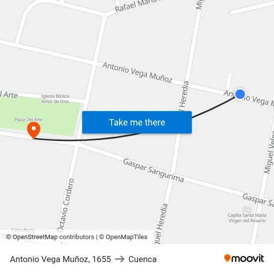 Antonio Vega Muñoz, 1655 to Cuenca map