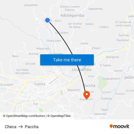 Checa to Paccha map