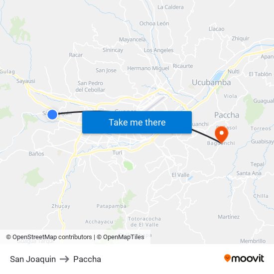 San Joaquin to Paccha map