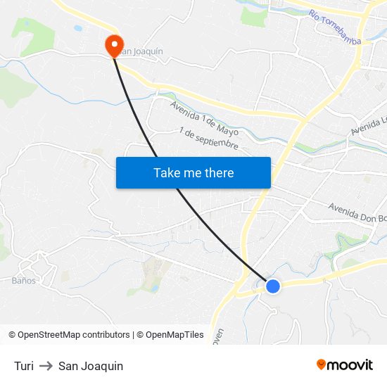 Turi to San Joaquin map