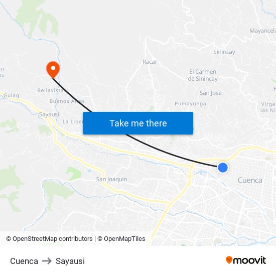 Cuenca to Sayausi map