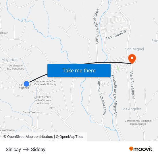 Sinicay to Sidcay map