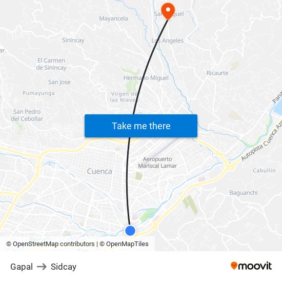 Gapal to Sidcay map