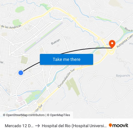 Mercado 12 De Abril to Hospital del Rio (Hospital Universitario del Río) map