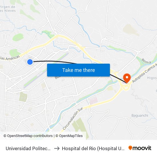 Universidad Politecnica Salesiana to Hospital del Rio (Hospital Universitario del Río) map