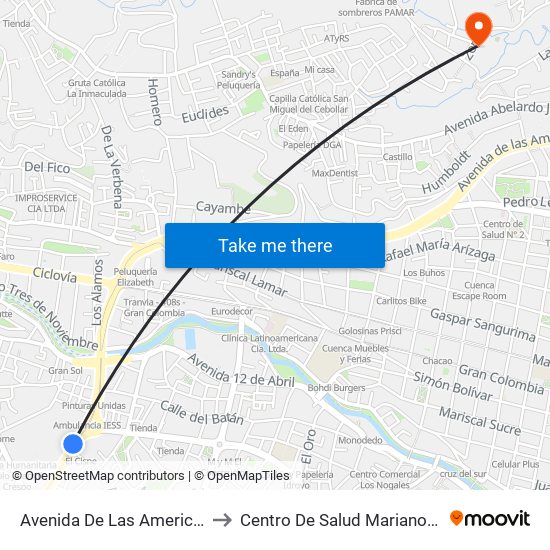 Avenida De Las Americas, 347 to Centro De Salud Mariano Estrella map