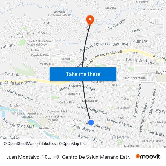 Juan Montalvo, 1013 to Centro De Salud Mariano Estrella map