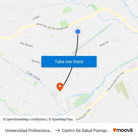 Universidad Politecnica Salesiana to Centro De Salud Pumapungo  No 1 map