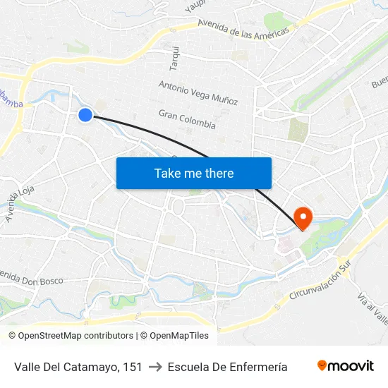 Valle Del Catamayo, 151 to Escuela De Enfermería map