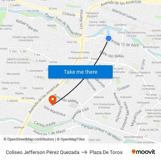 Coliseo Jefferson Pérez Quezada to Plaza De Toros map