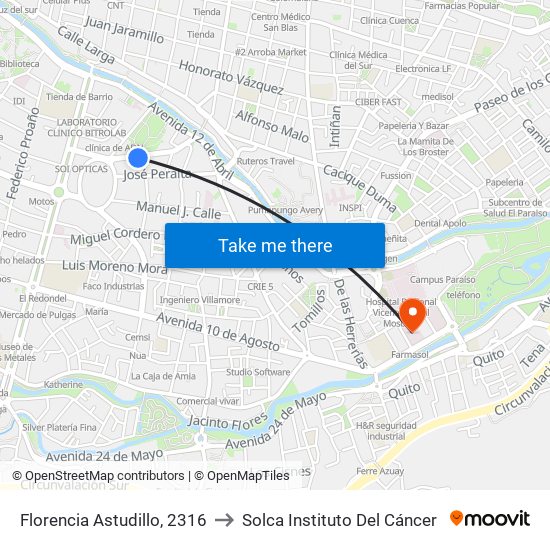 Florencia Astudillo, 2316 to Solca  Instituto Del Cáncer map