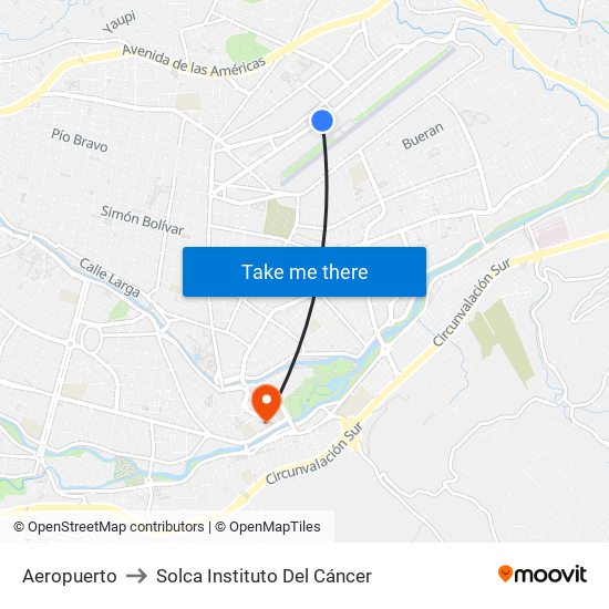 Aeropuerto to Solca  Instituto Del Cáncer map