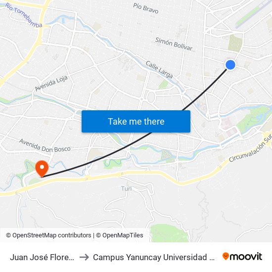 Juan José Flores, 420 to Campus Yanuncay Universidad De Cuenca map