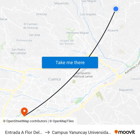 Entrada A Flor Del Camino to Campus Yanuncay Universidad De Cuenca map